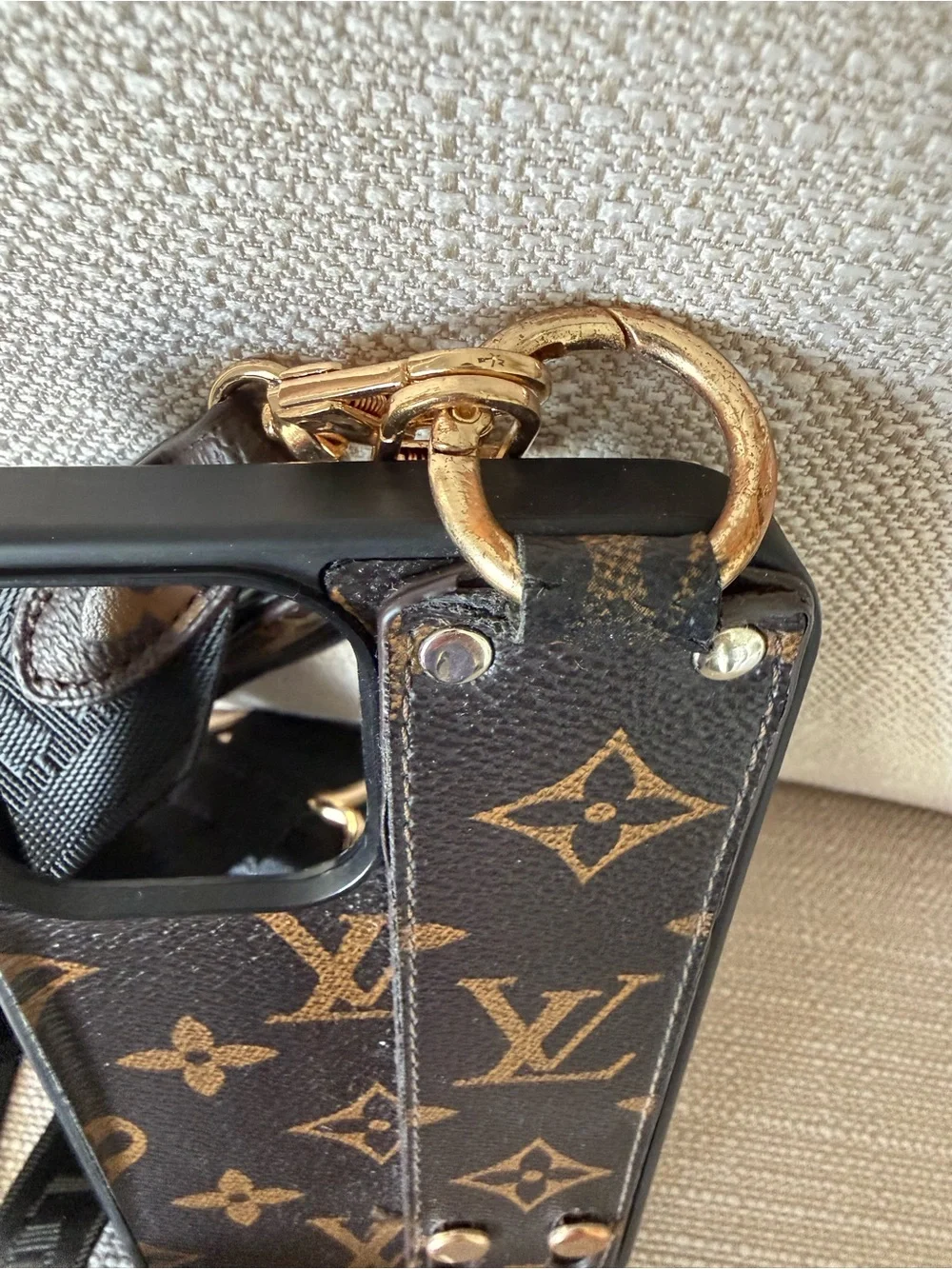 Custom LV Monogram Crossbody iPhone 11 Pro Max Case w/ Adjustable Logo Strap